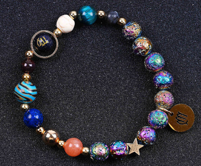 Zodiac Constellation Volcanic Rock Bracelet – Natural Stone Beads for All 12 Signs