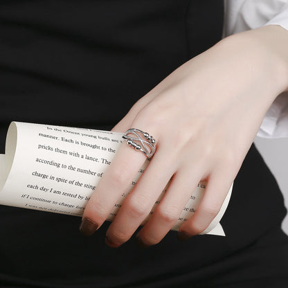Rotatable Double-Layer Hollow Anxiety Relief Ring – Open Design for Women