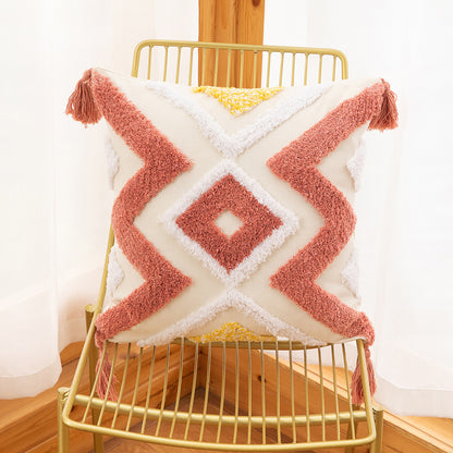 Bohemian Geometric Tufted Pillowcase – Decorative Cushion Cover for Sofa & Home Decor