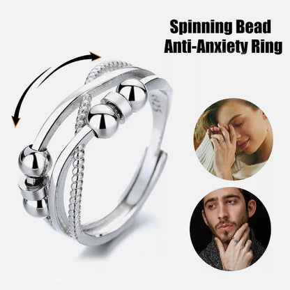 Rotatable Double-Layer Hollow Anxiety Relief Ring – Open Design for Women