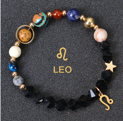 Eight Planets Zodiac Bracelet – Frosted Natural Stone Beads for All 12 Signs