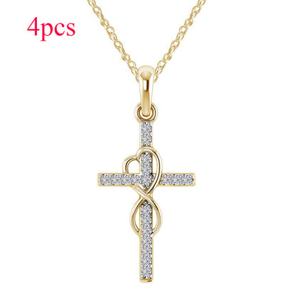 Cross Necklace with Diamond Pendant – Gold, Rose Gold & Silver