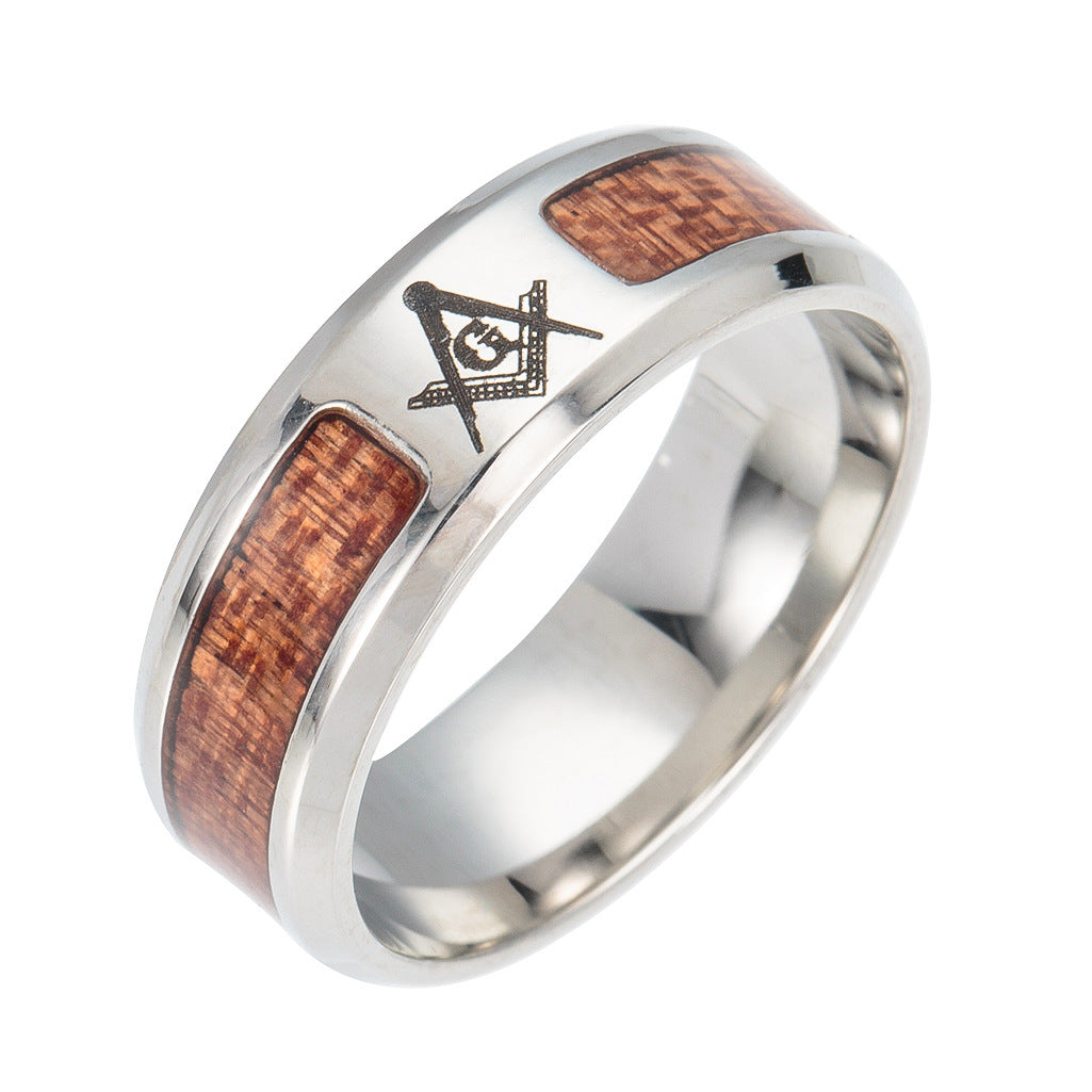 Celtic Tree of Life Wood Inset Wedding Ring – Stainless Steel