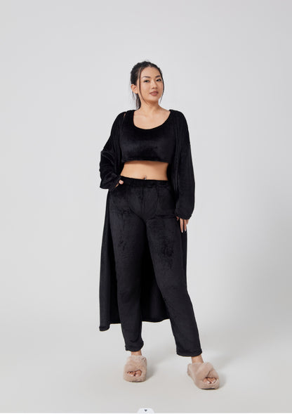 Cozy 3 Piece Pajama Lounge Set – Soft Fluffy Loungewear for Women