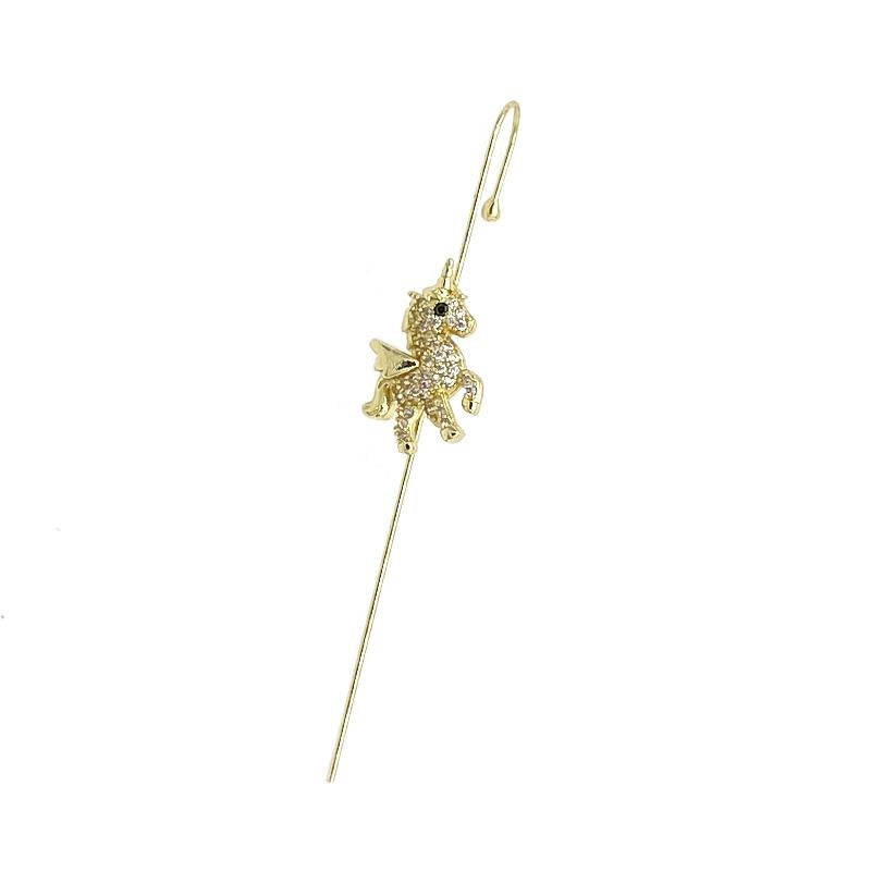 Ear Wrap Crawler Zircon Earrings – Korean Gold & Silver Copper Jewelry for Women