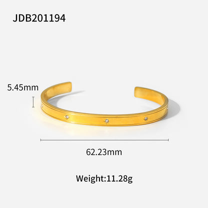 Gold-Plated Stainless Steel Bracelet with Zirconia – Trendy Women’s Jewelry