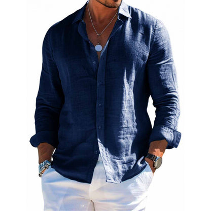Men's Long Sleeve Casual Shirt – Loose Lapel Button-Up Plus Size
