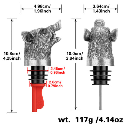 Wild Boar Head Wine Pourer & Bottle Stopper – Vacuum Sealing Wine Spout for Cocktails & Whiskey