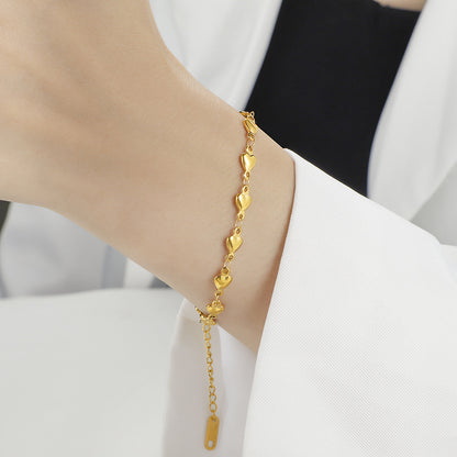 Heart Chain Stainless Steel Bracelet – Elegant Love Jewelry for Women