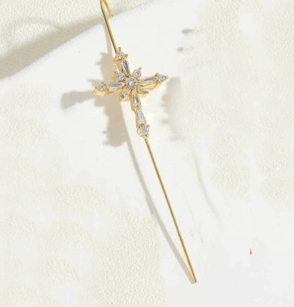 Ear Wrap Crawler Zircon Earrings – Korean Gold & Silver Copper Jewelry for Women