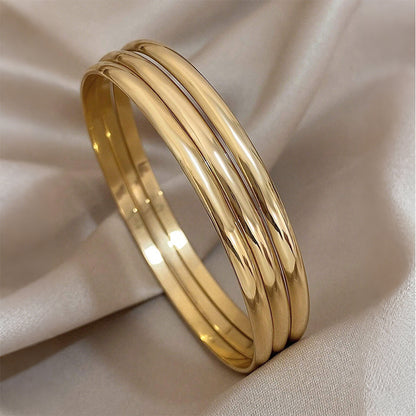 18K Gold-Plated Copper Circle Bracelet – Minimalist Elegant Jewelry for Women