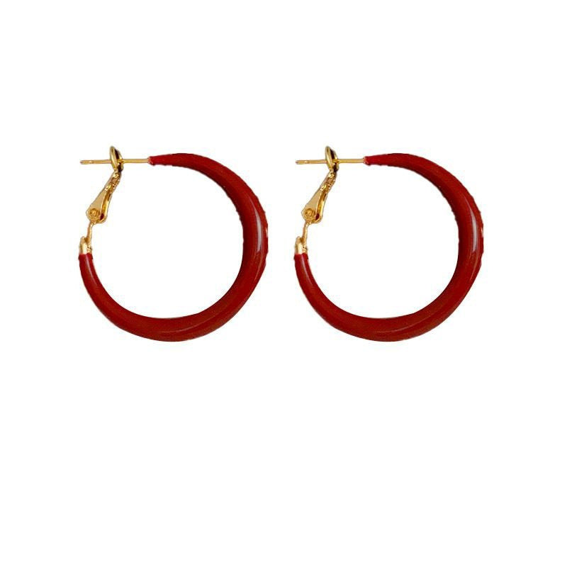 Retro Oil-Spot Glaze Drop Earrings – Sweet Tassel Circle Jewelry for Women
