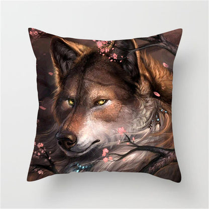 3D Fluorescent Wolf Polyester Pillowcase – Home Decoration Cushion Cover (No Pillow Core)