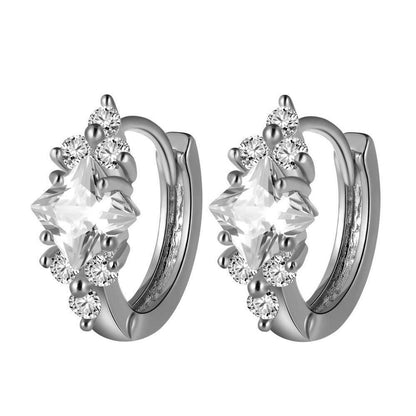 Square Zircon Copper Earrings – Korean Geometric Jewelry for Women
