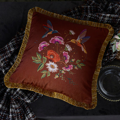 Retro Tassel Sofa Cushion Pillow 45x45cm – European Style Nature Print Backrest Pillow with Thick Rope or Tassel | 9 Designs