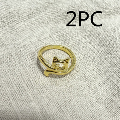 Adjustable Cat Knitted Ring – Cute Animal Jewelry for Women
