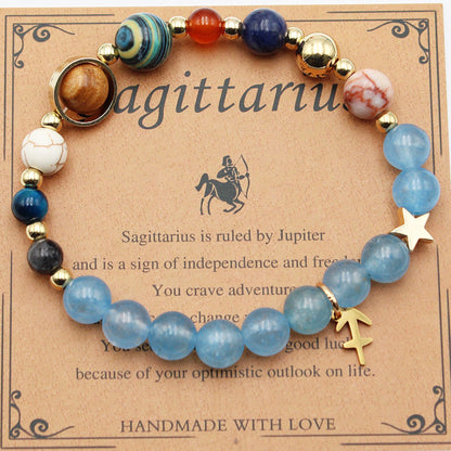 Zodiac Natural Stone Bracelet – Constellation Beaded Bracelet with Agate & Shoushan Stone