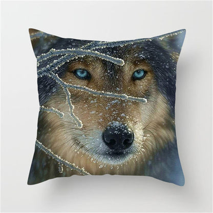 3D Fluorescent Wolf Polyester Pillowcase – Home Decoration Cushion Cover (No Pillow Core)