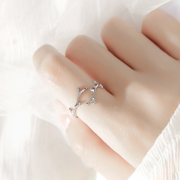 Antlers Open Ring – Minimalist INS Style Jewelry for Women