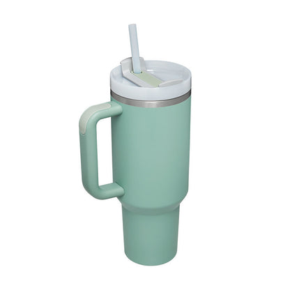 40 Oz Insulated Tumbler with Handle & Straw – Stainless Steel Vacuum Cup