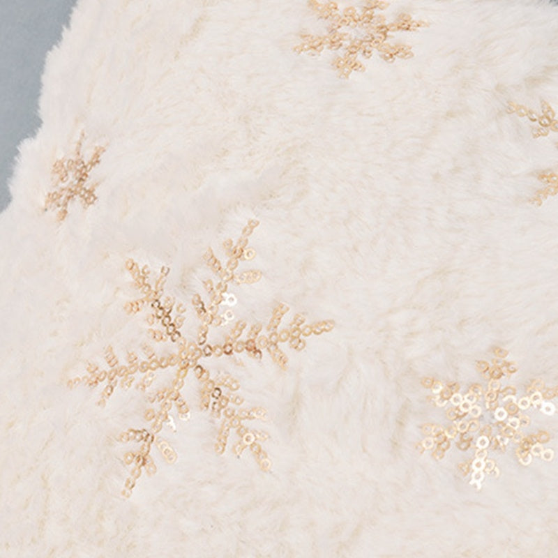 Christmas Plush Snowflake Sequin Pillow Cover – Festive Rabbit Hair Cushion Case for Holiday Decor