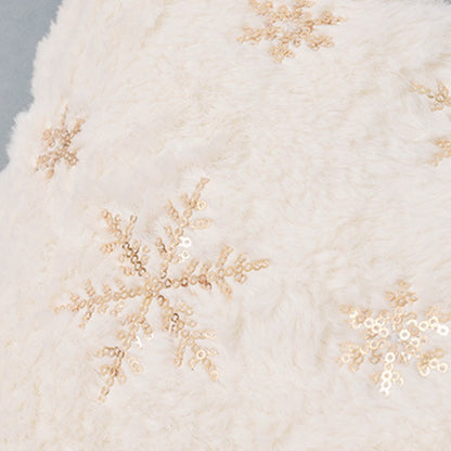 Christmas Plush Snowflake Sequin Pillow Cover – Festive Rabbit Hair Cushion Case for Holiday Decor