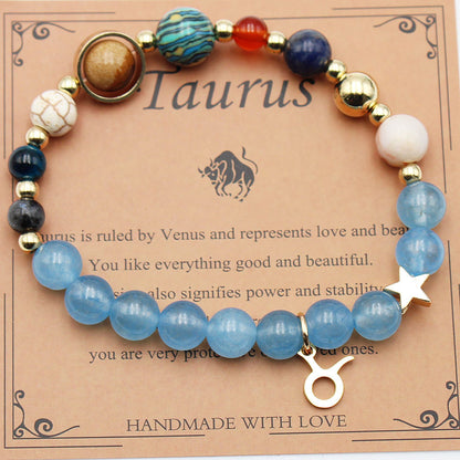 Zodiac Natural Stone Bracelet – Constellation Beaded Bracelet with Agate & Shoushan Stone