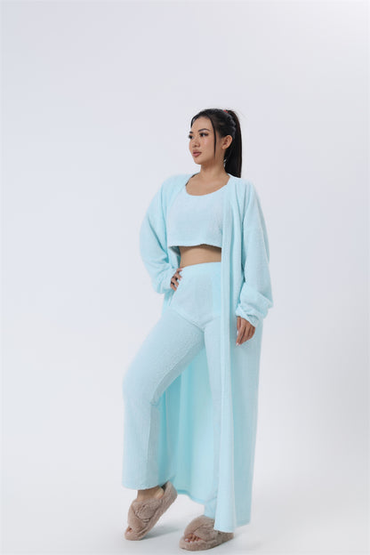 Cozy 3 Piece Pajama Lounge Set – Soft Fluffy Loungewear for Women
