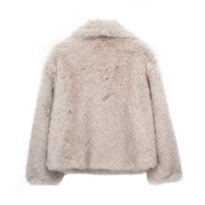Women's Winter Plush Coat – Warm Fluffy Lapel Jacket
