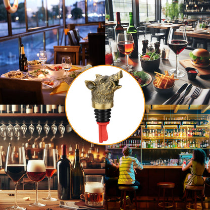 Wild Boar Head Wine Pourer & Bottle Stopper – Vacuum Sealing Wine Spout for Cocktails & Whiskey