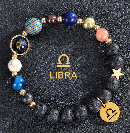 Eight Planets Zodiac Bracelet – Frosted Natural Stone Beads for All 12 Signs