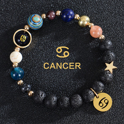 Eight Planets Zodiac Bracelet – Frosted Natural Stone Beads for All 12 Signs