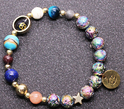 Zodiac Constellation Volcanic Rock Bracelet – Natural Stone Beads for All 12 Signs