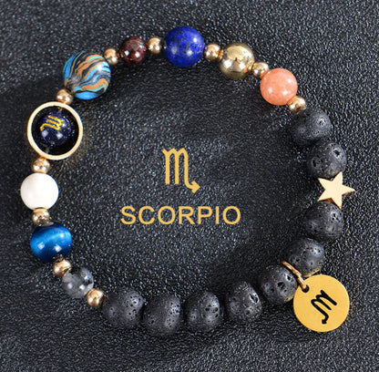 Eight Planets Zodiac Bracelet – Frosted Natural Stone Beads for All 12 Signs
