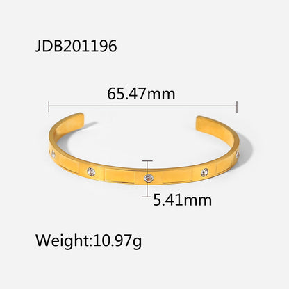 Gold-Plated Stainless Steel Bracelet with Zirconia – Trendy Women’s Jewelry