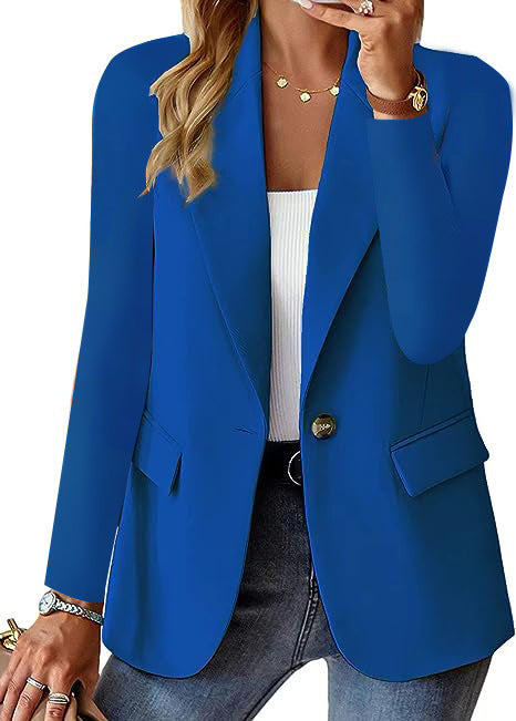 Women's Lapel Button Suit Jacket – Casual Commuter Style
