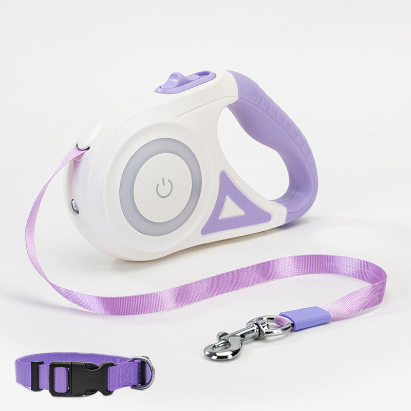 Retractable Dog Leash with Collar – One-Button Brake for Small & Medium Dogs