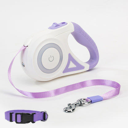 Retractable Dog Leash with Collar – One-Button Brake for Small & Medium Dogs
