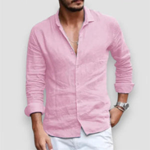 Men's Long Sleeve Casual Shirt – Loose Lapel Button-Up Plus Size