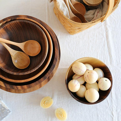 Natural Wooden Fruit & Salad Bowl – Household Food Container for Home & Restaurant