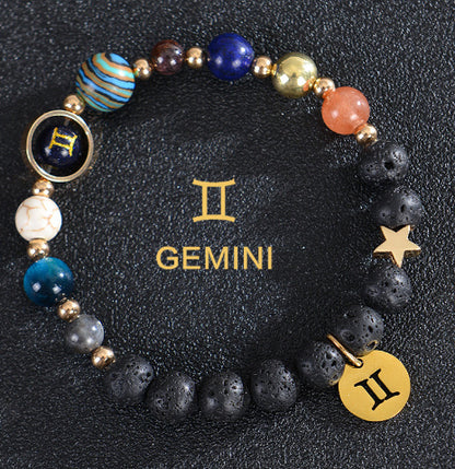 Eight Planets Zodiac Bracelet – Frosted Natural Stone Beads for All 12 Signs