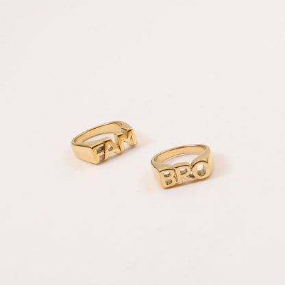 18K Gold Plated Letter Seal Titanium Steel Ring – Fashion Jewelry
