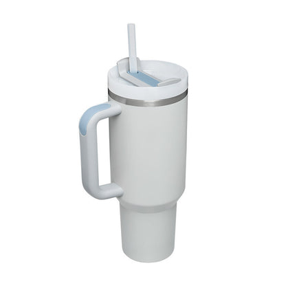 40 Oz Insulated Tumbler with Handle & Straw – Stainless Steel Vacuum Cup