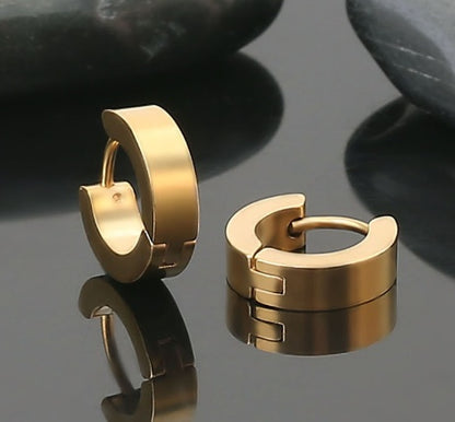 Simple Stainless Steel Hoop Earrings – Electroplated 4×9mm Jewelry for Women