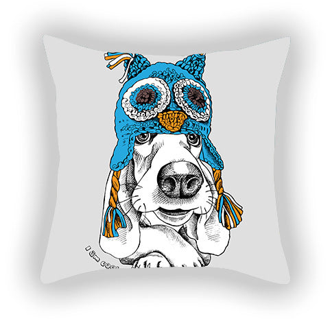 Blue Series Pet Dog Print Pillow Cover – Sofa, Balcony & Car Cushion Case for Dog Lovers