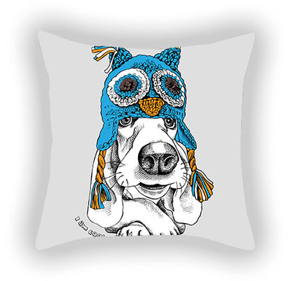 Blue Series Pet Dog Print Pillow Cover – Sofa, Balcony & Car Cushion Case for Dog Lovers