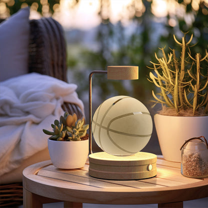 3D Crystal Ball Night Light – USB Wooden Base Bedside Lamp