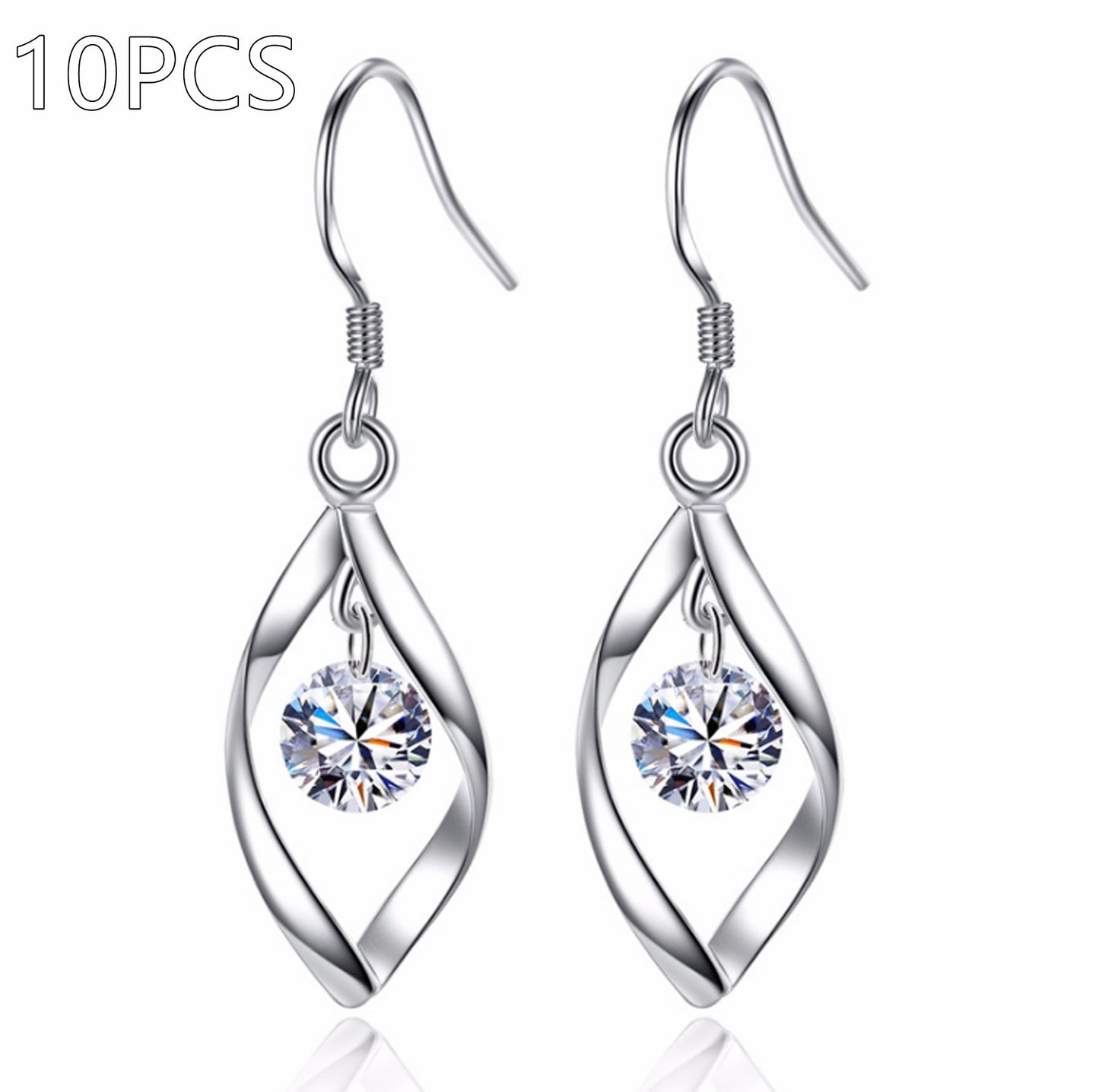 Platinum Zircon Copper Earrings – Electroplated White Gold Jewelry for Women