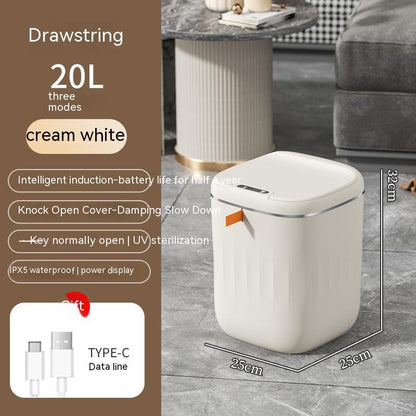 Smart Sensor Trash Can with Lid – Auto Open, UV Sterilization & Odor Control