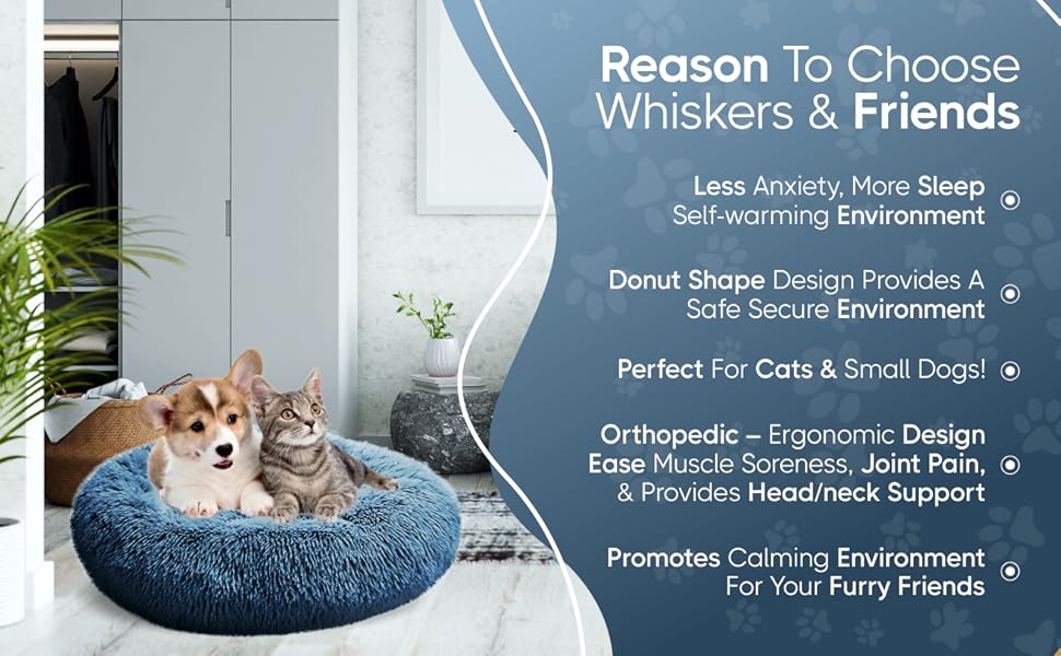 Self-Warming Round Pet Bed - Plush, Non-Slip Mat for Cats & Dogs